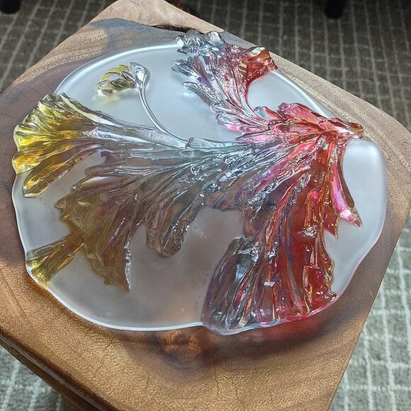 Walther Glas serving dish,  texturized acanthus leaf, Glass, Germany, 1970s - Picture 2 of 7